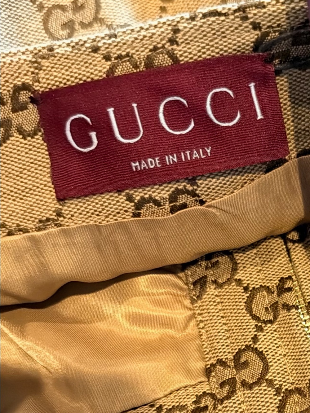 Gucci Beige GG Monogram Mini Skirt with Silver Double-G Buckle - Picture 3 of 4